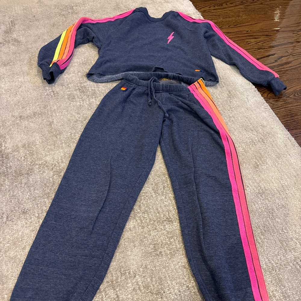Aviator nation cropped hoodie and sweat pants